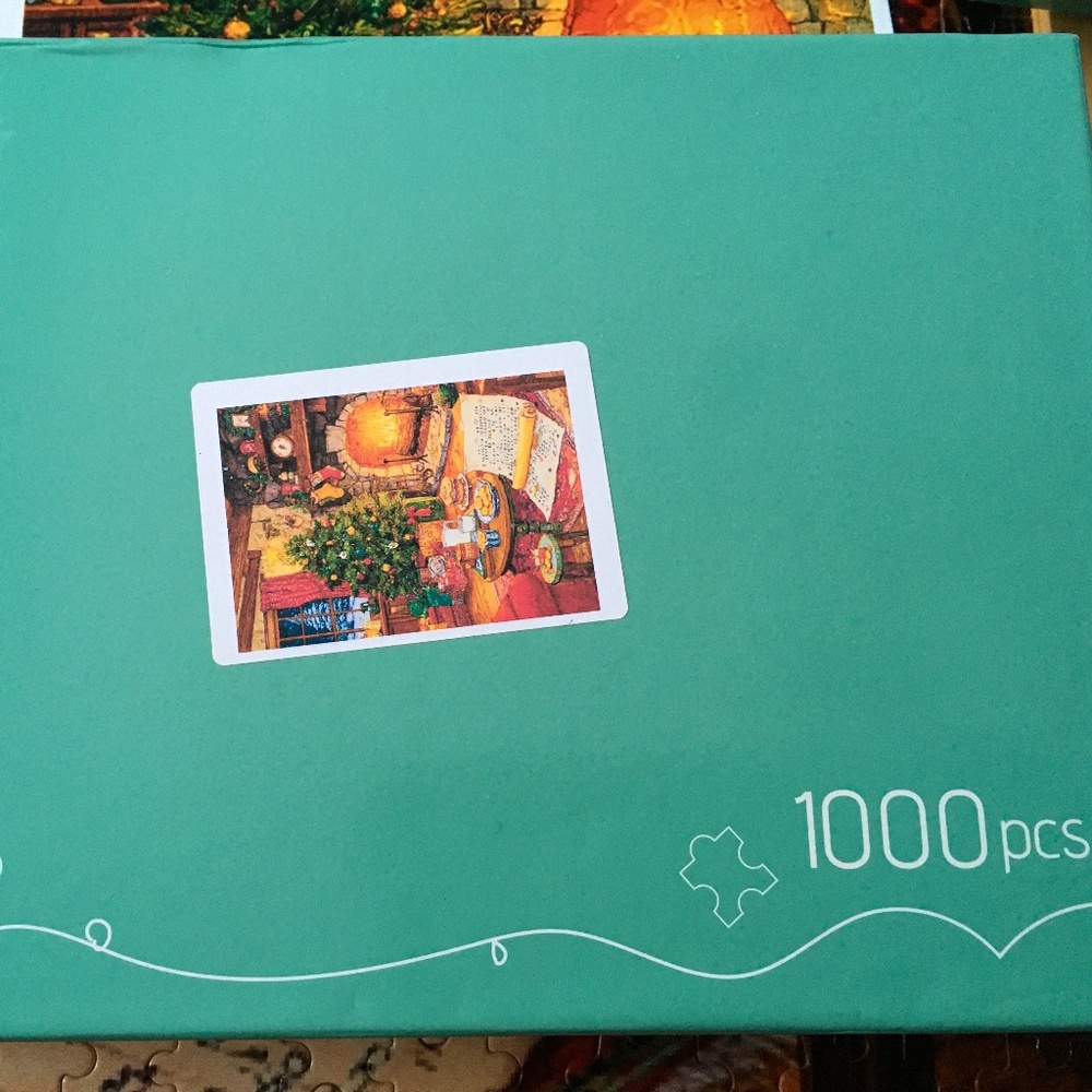 1000-piece jigsaw puzzle: Christmas theme with wooden pieces and poster - Picture 4 of 4